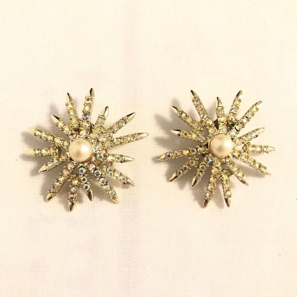 Vintageemmons Aurora Borealis Sunburst Earrings 31$